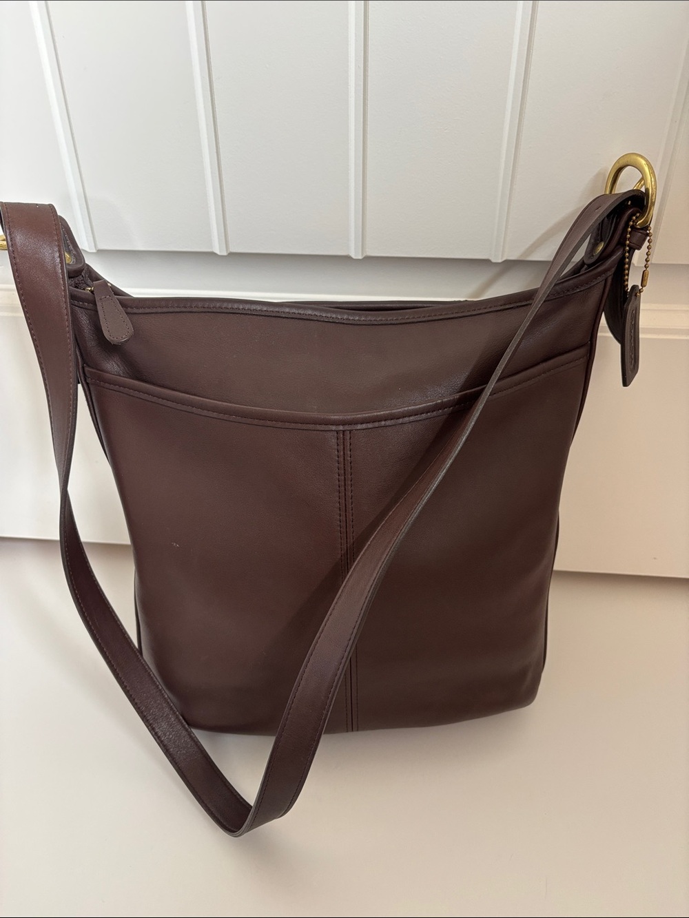 Vintage Coach 4115 Whitney Flap Crossbody Shoulder Bag Brown Leather Brass USA - Picture 3 of 15